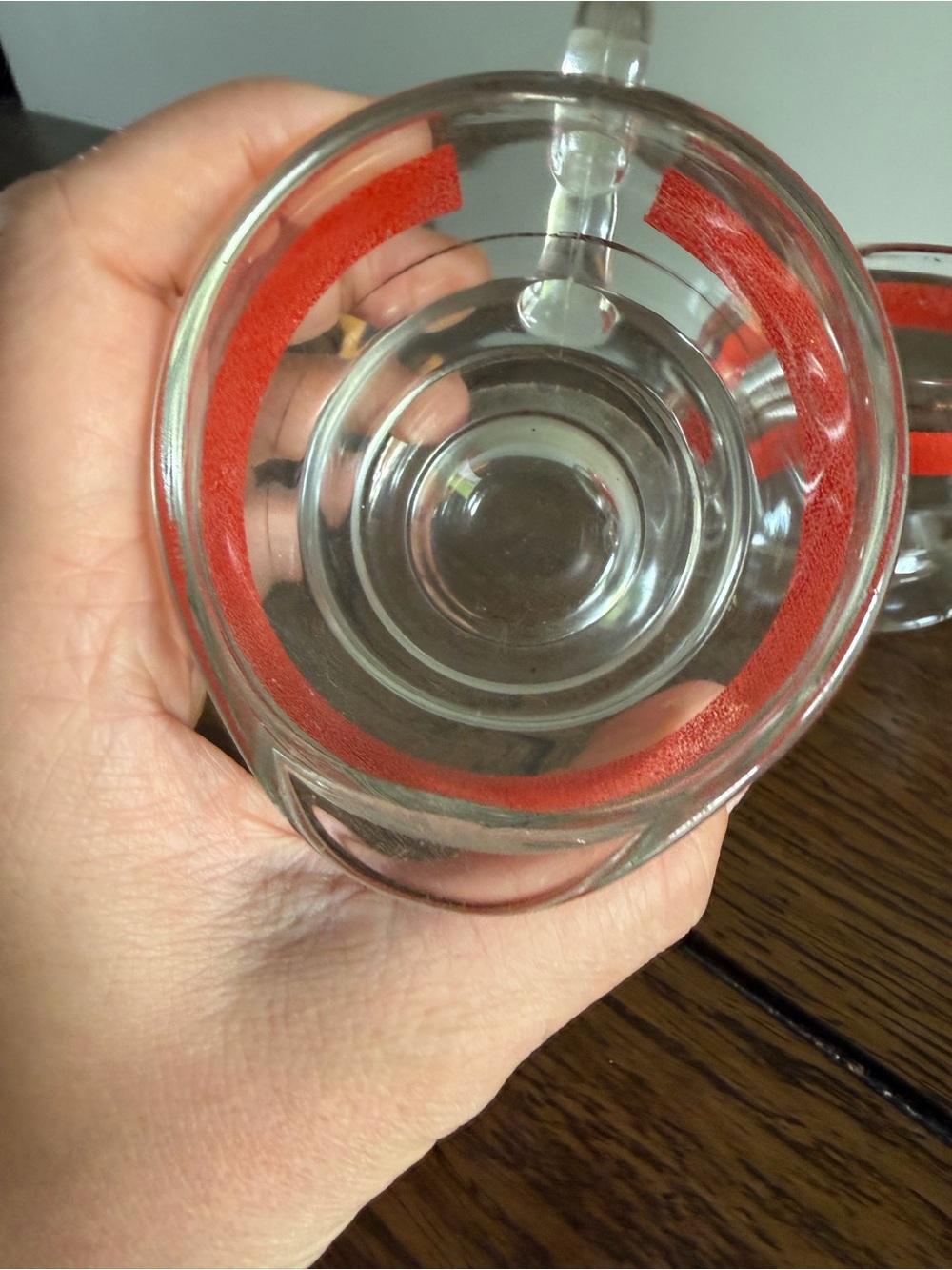 Kent Glass Sugar Bowl & Creamer Set w/ Textured Red Stripe & Gold Band 1950s - Picture 11 of 14